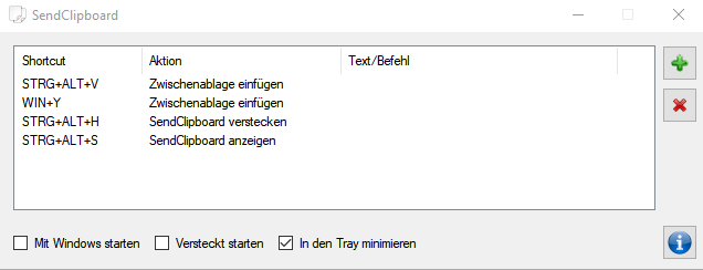 Screenshot von SenClipboard